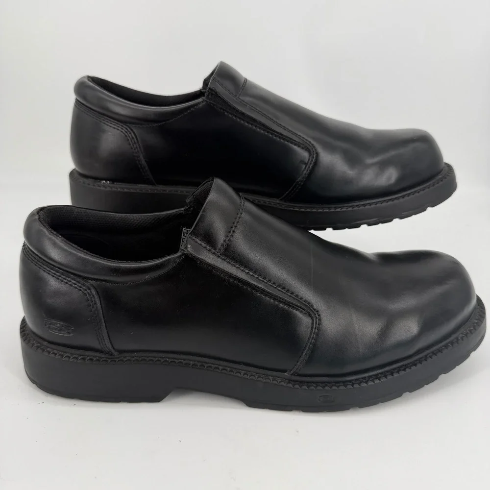 Skechers Work Nampa Wyola Black Leather Slip On Shoes 76083 Mens 13 EH SR